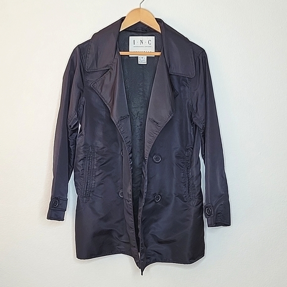 INC International Concepts Black Rain Jacket Long Sleeve Buttons size S - Picture 3 of 16